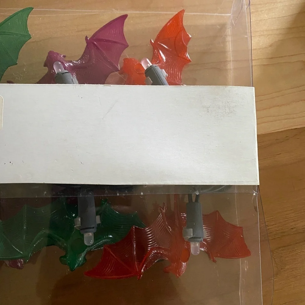 Kurt Adler UL 10 Orange Purple Green Bat Icicle String Halloween Light Set